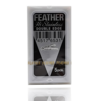 Классические Лезвия "FEATHER" HI Stainless Platinum (1 пачка * 5 лезвий)