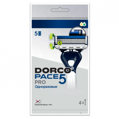 Dorco PACE 5 PRO FVB 100-4P Муж однораз станки 5 лезвий+триммер (4шт)